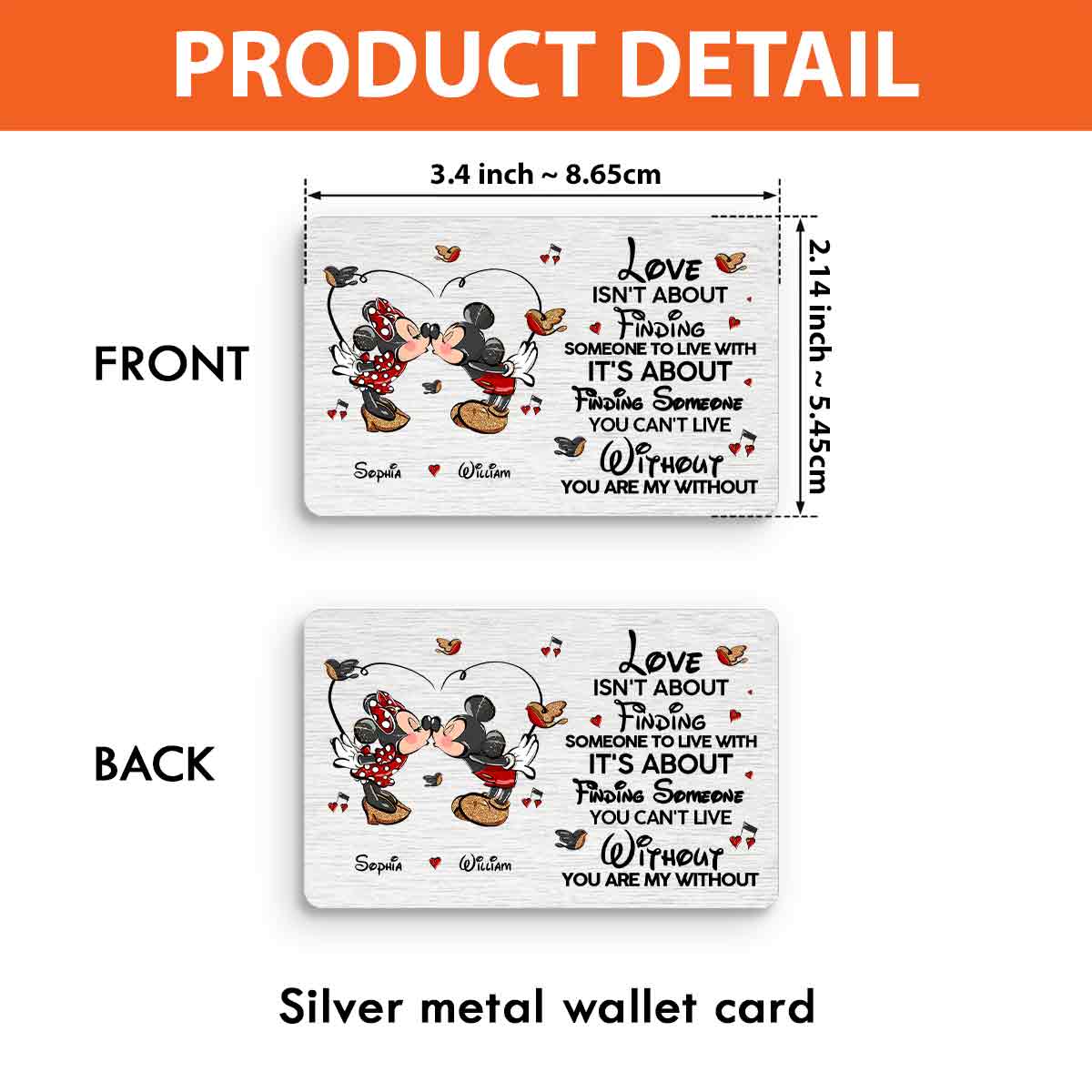 You Are My Without - Personalized Couple Mouse Wallet Insert Card