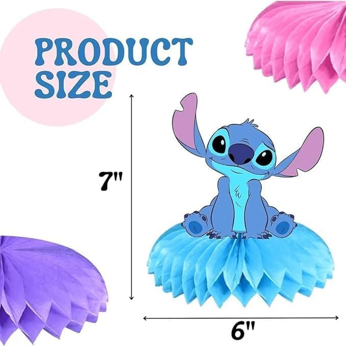 For Stitch birthday party supplies, 9Psc honeycomb center decorations, Stitch party decorations, double-sided desktop decorations, center decorations for parties