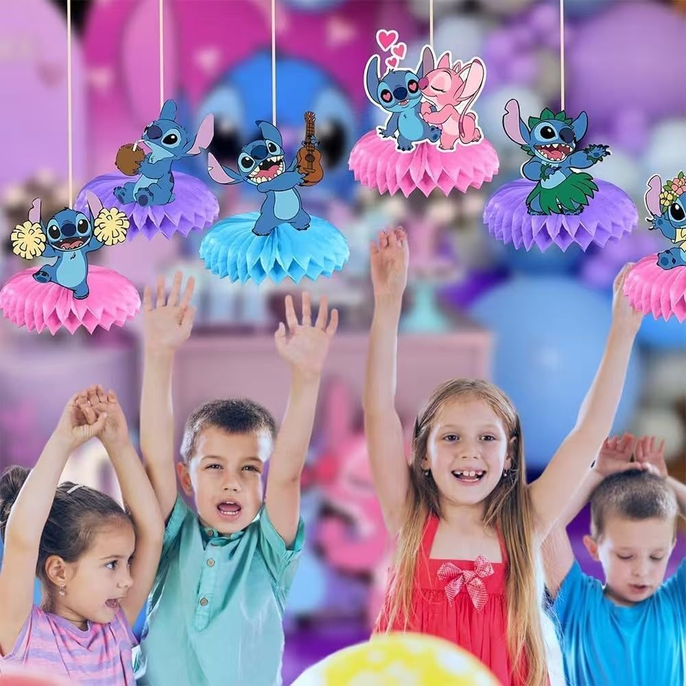 Stitch Party Supplies, 103PCS Birthday Decorations Set Include Banner, Balloons, Stickers, Hanging Swirls, Cake Cupcake Toppers, Tablecloth for Boys Girls...