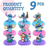 For Stitch birthday party supplies, 9Psc honeycomb center decorations, Stitch party decorations, double-sided desktop decorations, center decorations for parties