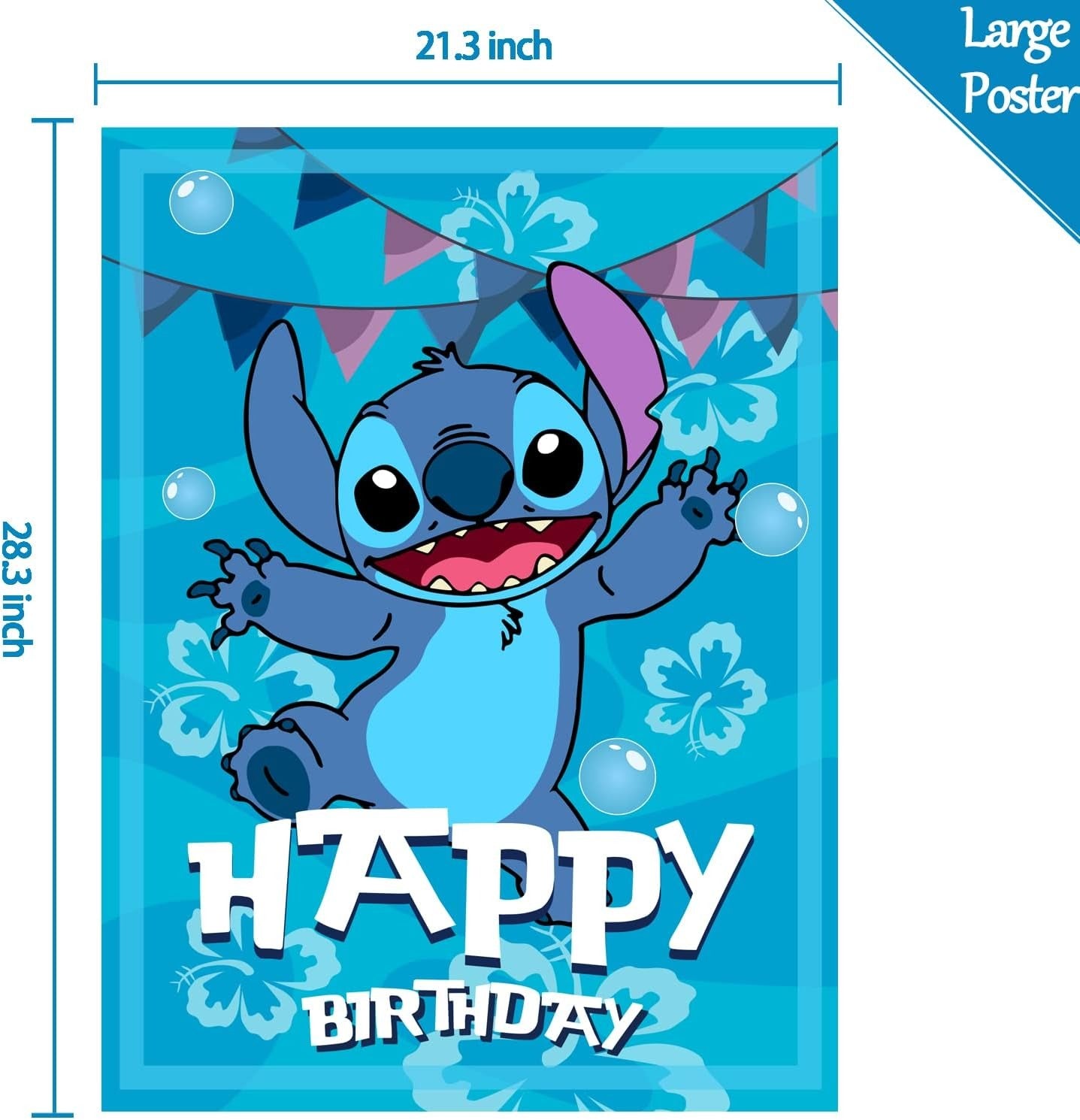 Stitch Party Supplies, Pin The Nose on Stitch, Stitch Party Games for Boys Girls, Large Poster 24PCS Stickers for Stitch Birthday Party Decorations